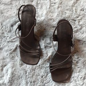 Circa 2000 Premiere Collection Bistro strap oh heeled sandals metallic brown